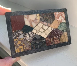 Victorian Grand Tour Pietra Dura Stone Mosaic Paperweight Slab Italy Souvenir - Bild 1 von 24