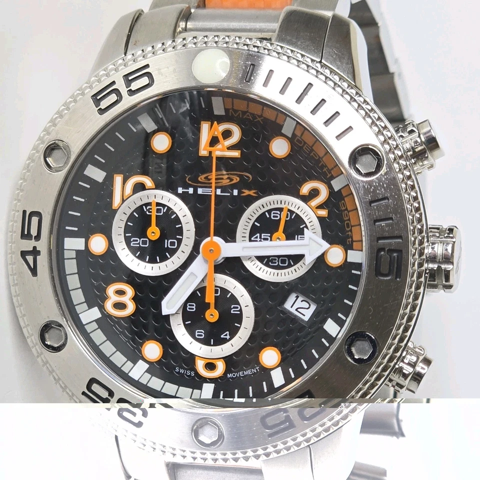 Helix Okto计时码表男士腕表47毫米黑色橙色 — 第 1/4 张图片