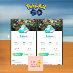 Pok&eacute;mon Go❖❖Shiny Psyduck❖Swim Ring❖With Special Background-Trade or Mini PTC