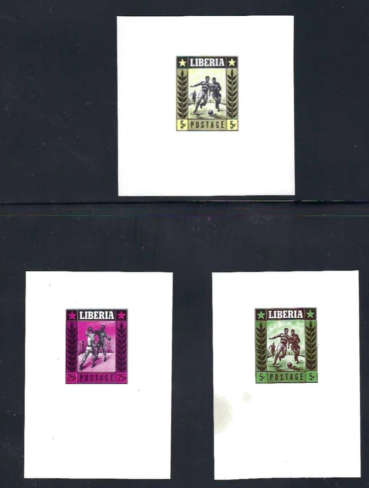 Liberia # 348 THREE Different Color Essays MNH Sports Football-Soccer - Image 1 of 1