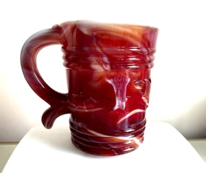 Vintage Imperial RUBY RED SLAG Glass Mug EAGLE AND STARS - End of Day - Picture 1 of 20