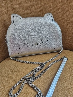 Кожаная сумка через плечо Ted Baker KIRSTIE Cat - серебристая - - Изображение 1 из 4