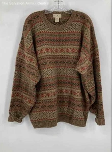 L.L Bean Mens Multicolor Fair Isle Long Sleeve Crew Neck Pullover Sweater Sz XL - Picture 1 of 6