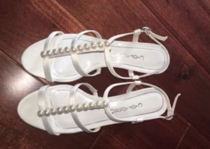 Sandalias Caparros Tacón Medio Perla Cuña Marfil Sullivan Zapatos de Boda Nuevo en Caja - Imagen 1 de 7
