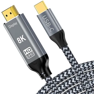 Type C USB C 3.1 to HDMI 2.1 Cable 8K@60HZ 4k@120HZ Ultra High-Speed 48Gbps (2M) - Picture 1 of 2