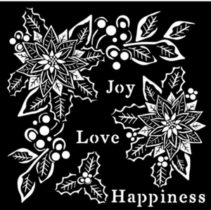 PLANTILLA Stamperia - NAVIDAD JOY AMOR FELICIDAD - 18CM X 18CM, POINSETTIA - Imagen 1 de 1