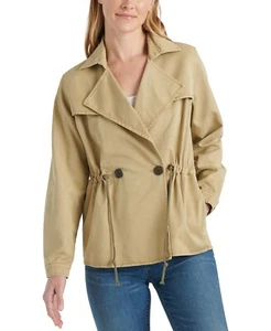 Lucky Brand Women's Cotton-Blend Drawstring Cropped Trench Coat, Brown, Medium M - Picture 1 of 5