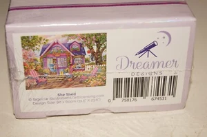 Dreamer Designs DIY Diamond Canvas Kit SHE SHED Womens Flower House Art 31x23 - Picture 1 of 2