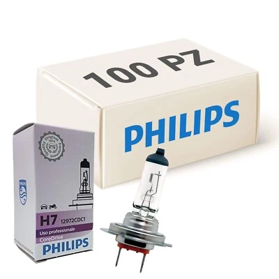 100x LAMPADE PHILIPS COREDRIVE H7 12V 55W COD. 12972CDC1 PER AUTO MOTO QUAD - Immagine 1 di 3