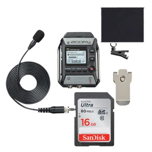 Zoom F1-LP Field Recorder + Lavalier Mic Pack + 16 GB SD card + Cloth - Picture 1 of 3