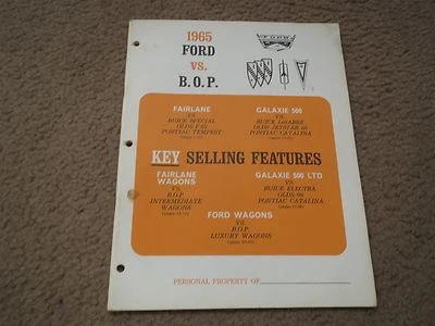 Ford Fairlane Galaxy 500 1965 vs Buick Olds Pontiac venta características folleto Foto 1 de 3