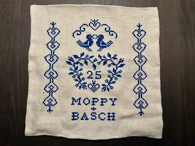 Deko Kissenhülle Landhaus bestickt - Vögel - 40x40 cm - beige blau - Kissen Sofa - Bild 1 von 4