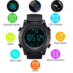 Reloj de pulsera deportivo digital impermeable para hombre táctico militar con luz trasera LED - Imagen 1 de 11