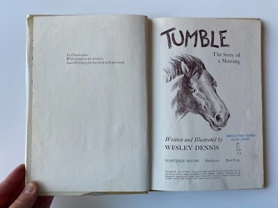 TUMBLE~Wesley Dennis~1966 EXLIB HCDJ~Mustang~WILD HORSES WEST~ - Image 1 of 4