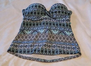 Ambrielle Tankini Strapless Swimsuit Top Black/Multi Junior Size Small - Picture 1 of 7
