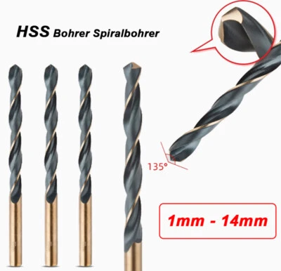 HSS Bohrer Spiralbohrer 1mm - 14mm Cobaltbohrer Edelstahlbohrer Metallbohrer - Bild 1 von 4
