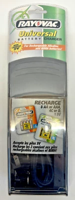 Cargador de Batería Universal RAYOVAC PS3 Recargable Alcalino y NiMH AAA AA C D 9V Foto 1 de 3