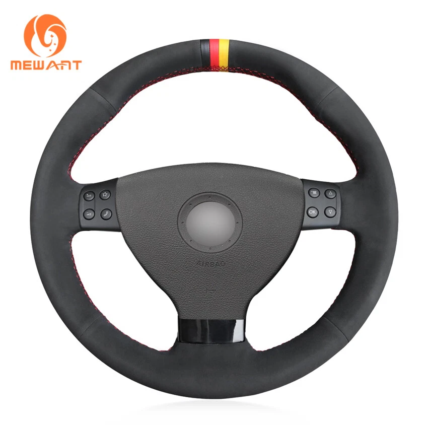 Hand Sewing Custom Black Suede Steering Wheel Cover for Volkswagen VW EOS MK5 - Изображение 1 из 4