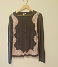 Knotted & Knitted Anthropologie Cardigan Sweater Sz M Medium Lace Button Up Knit