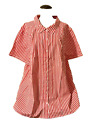 Roaman's Button Front Coral Red Stripe 34W NEW NWOT Tunic Top Kate Big Shirt