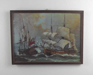 Stampa 1588 Battaglia di Gravelinga Galeoni Inglesi Spagnoli Francis Drake Navi - Imagen 1 de 1