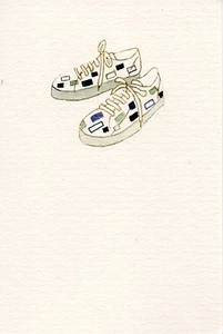 Beach Hat and Beach Tennis Shoes Note Cards - Set of 4 - Picture 1 of 3