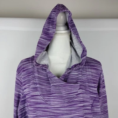 Danskin Now Hoodie Hooded Shirt long Sleeve 2X Purple Stripes Front Pocket 18/20 - Image 1 of 4