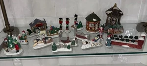 Vintage Lot Mixed Christmas Village People Pets Scenes Lemax/Unbranded Flaws - Picture 1 of 10