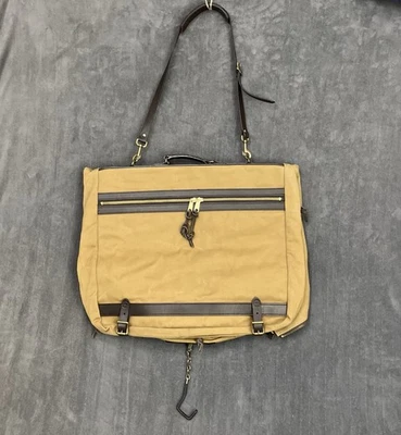 NEW Filson Rugged Tan Twill Bridle Leather Luggage Garment Bag 270 Hanging Suit - Image 1 of 4
