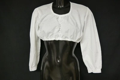 Gr.42 Dirndlbluse weiß Bluse für Dirndl Baumwollmischung mit Spitze B11211 - Bild 1 von 4