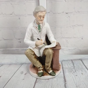 Porcelain MD Doctor Figurine White Coat Sitting Writing in Chart 7.5 in Tall - Picture 1 of 6