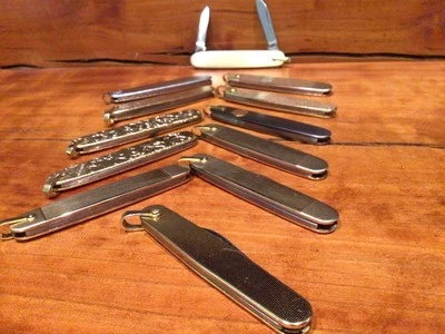 ANVIL Knife Made In USA 2 Blade Pen GOLD Tone Handles Vintage Lot of 12 - Image 1 of 4