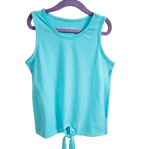 Canottiera fondo cravatta 7/8 posto bambini tinta unita blu acqua estate casual basic - Foto 1 di 6