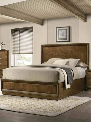 Transitional Style Full Size 1pc Bed Set Walnut Finish Bedroom Furniture - Image 1 of 4