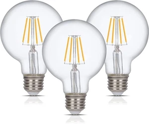 [3 Pack] LED Filament G25 Globe 6W 60W Equivalent 120V Dimmable Warm White 2700K - Picture 1 of 10