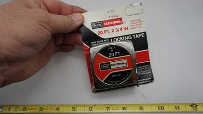 Vintage Sears Craftsman 20 FT Tape Measure #39217 Metal Case USA Belt Clip &Lock - Image 1 of 3