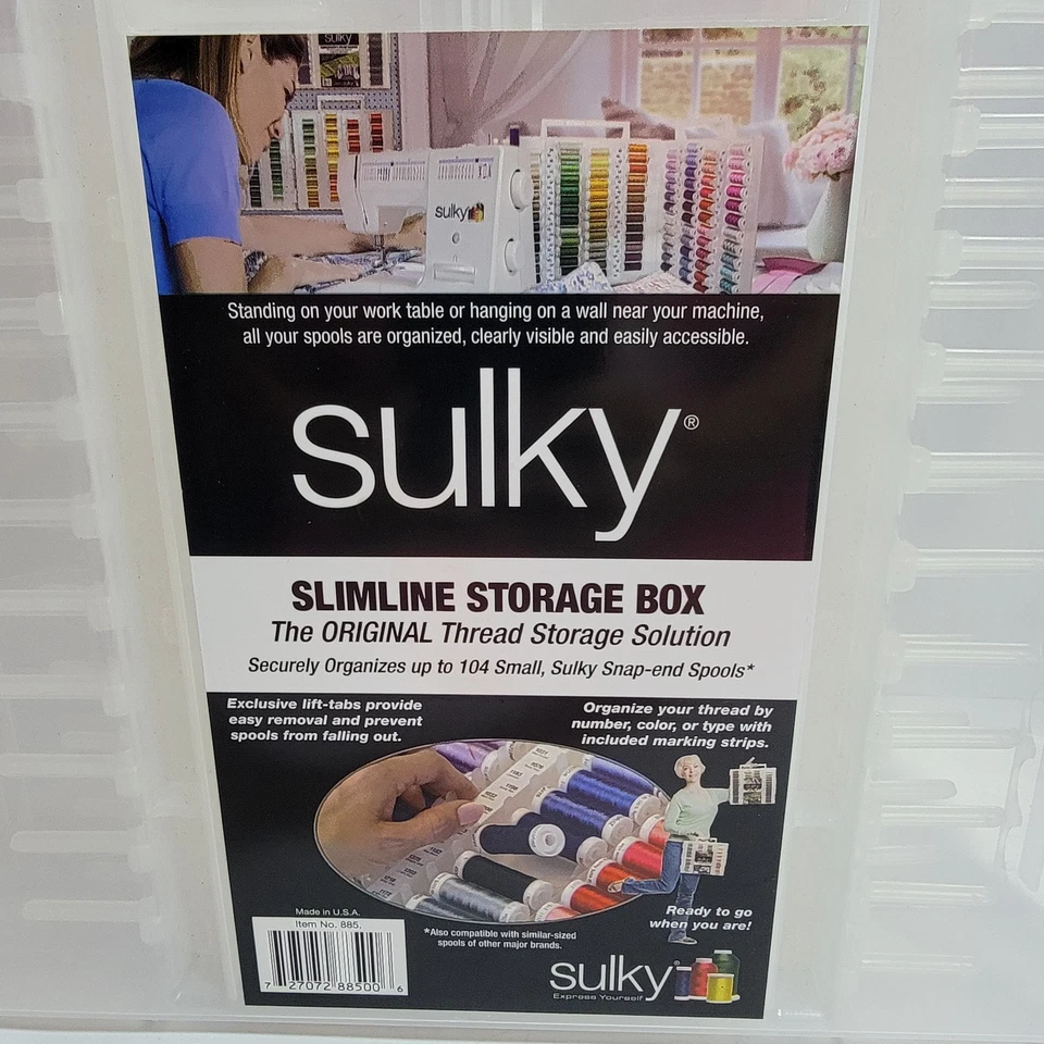 Sulky Slimline Storage Box Original Thread Organizer 104 Small Snap End Spools - Image 1 of 4