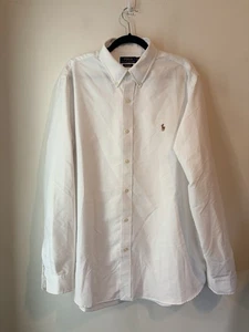 Camisa Polo Ralph Lauren Calce Clásico Rendimiento Abotonada Blanca Carne Poni XXL - Imagen 1 de 6