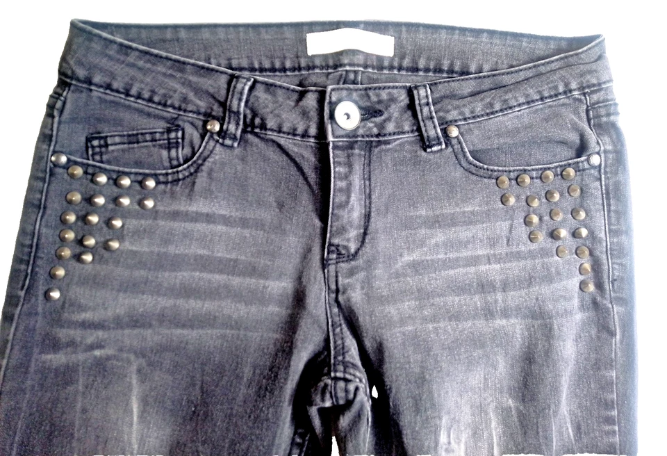 Jeans bootcut vintage gótico sem limites júnior cintura baixa tamanho 9 cravejado cravado - Imagem 1 de 4