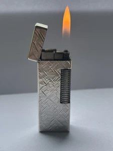 Vintage Dunhill Rollagas Lighter Silver Tartan Pattern - Picture 1 of 6