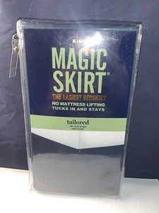 New Magic Skirt King Size Bed Skirt No Mattress Lift Tailored 15" Drop Navy Blue - Picture 1 of 11