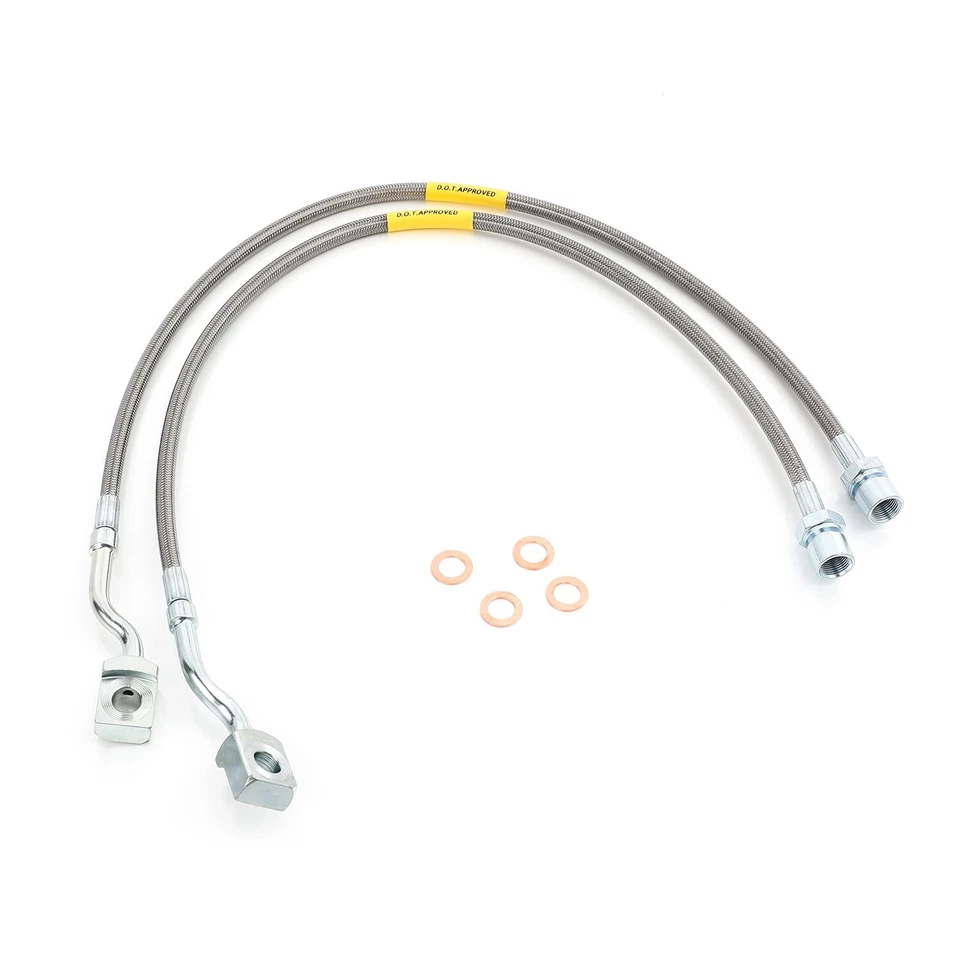 Front Stainless Steel Extended Brake Lines For 07-18 Silverado Sierra 5-7.5"lift - Image 1 of 4