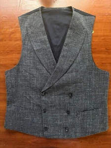 SuitSupply Pierre gilet gilet doppiopetto puro cotone grigio taglia US 40R - Foto 1 di 17