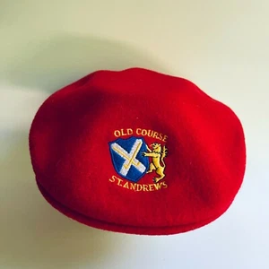 Gorra de golf Kangol 100 % lana pura Old Course St. Andrews roja Inglaterra - Imagen 1 de 7
