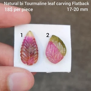 Natural Bi (Multi) Tourmaline Leaf Carving Flatback - Picture 1 of 7