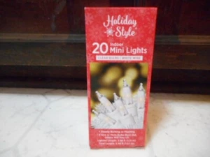 20ct Light Set String Miniature Clear Bulbs White Cord Christmas New - Picture 1 of 4
