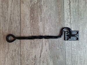 Antique Barn Door Gate Latch Lock Hand Forged Twisted Wrought Iron 11" Hook  Eye