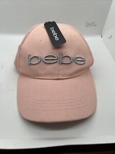 BEBE Women's OS Pink Running Hat Cap Logo Adjustable-Silver Embroidery NEW W/Tag