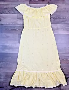 Maxi abito lungo giallo vintage country cottage boho senza spalline abito floreale - Foto 1 di 11