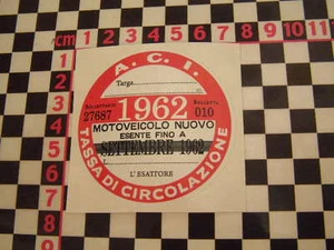 Italian Tax Disc 1962 - Fiat 500 600 126 Lancia Giulietta Beta Alfa GTV Abarth - Picture 1 of 1